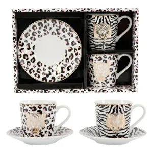 Espressoset Wildlife – 4 teiliges Porzellan Set mit Tiermotiven