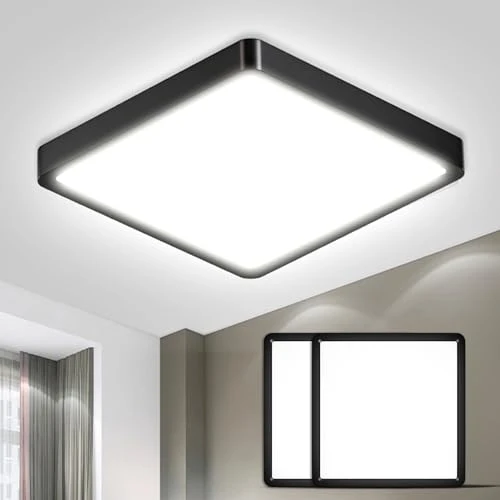 LQWELL® Deckenleuchte LED Deckenlampe, IP44 Wasserfest Badlampe Quadrat Flach 18W 6000K 1600LM Modern Schlicht Lampe Dünn für Wohnzimmer Badezimmer Schlafzimmer Küche Flur Keller Büro, 220 * 24mm – Bild 2