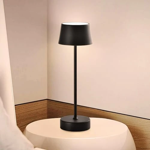 LQWELL® LED Tischlampe, Touch Tischleuchte Typ C USB Nachttischlampe Lichtintensität einstellbar für Drinnen Wohnzimmer Schlafzimmer Abendessen Hotel Bar Restaurant, Schwarz