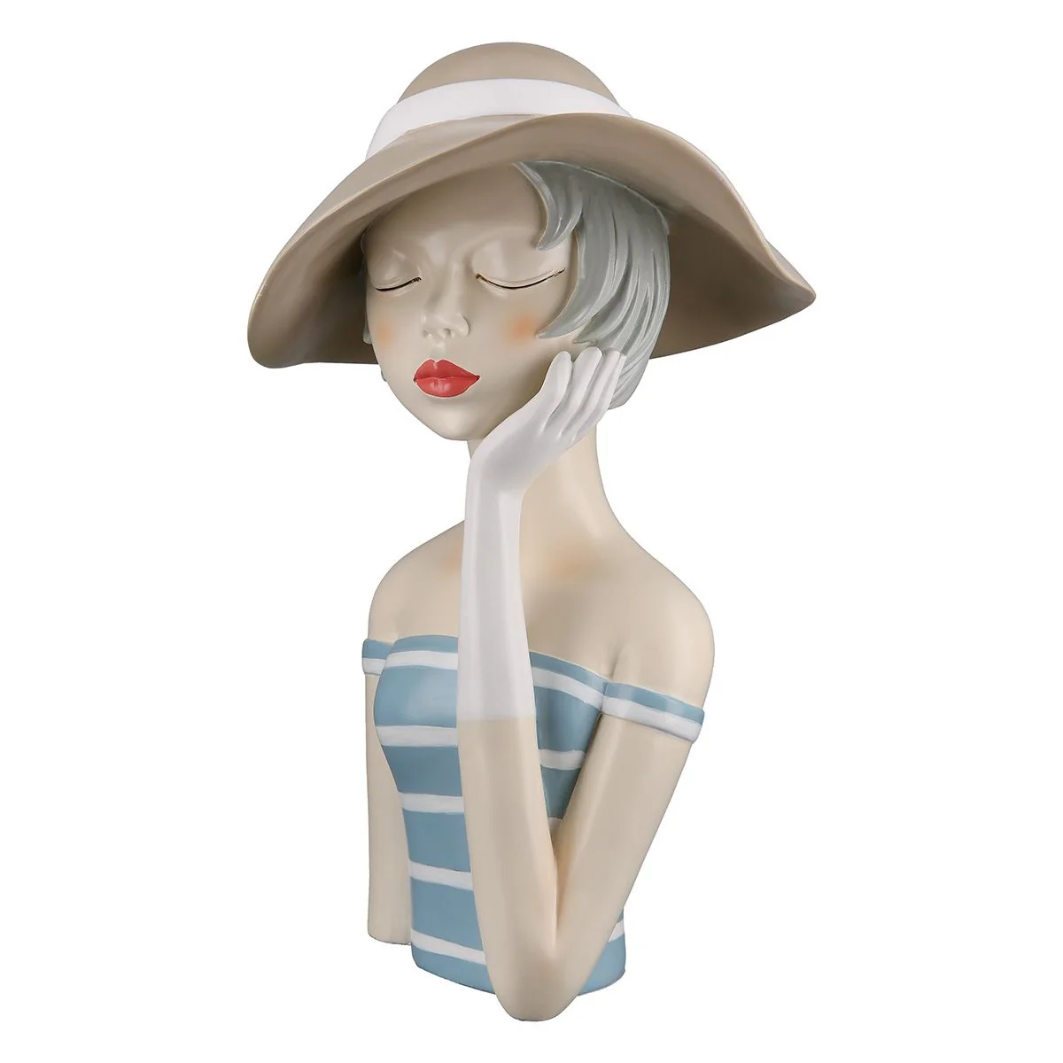 Figur Frau „Lady mit cremefarbenem Hut“