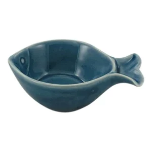 Schälchen Fisch groß 4er Set – maritime Servierschalen aus Steingut in Blau