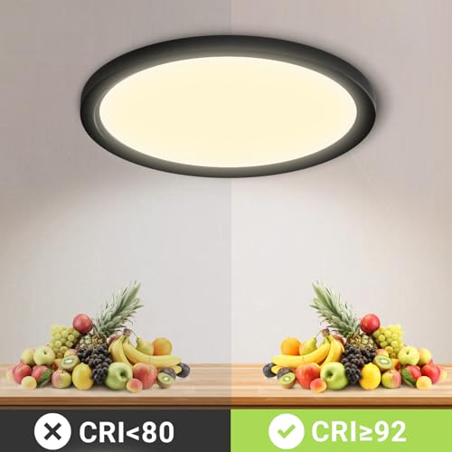 LQWELL® Deckenleuchte LED Deckenlampe, IP44 Wasserfest Badlampe Rund Flach 18W 3000K 1600LM Modern Schlicht Lampe Dünn für Wohnzimmer Badezimmer Schlafzimmer Küche Balkon Keller Büro, 220 * 24mm – Bild 4