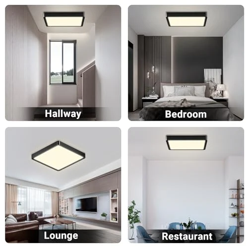 LQWELL® Deckenleuchte LED Deckenlampe, IP44 Wasserfest Badlampe Quadrat Flach 18W 4000K 1600LM Modern Schlicht Lampe Dünn für Wohnzimmer Badezimmer Schlafzimmer Küche Flur Keller Büro, 220 * 24mm – Bild 3