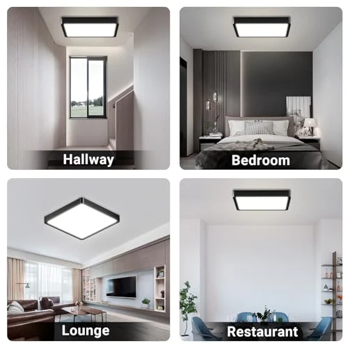 LQWELL® Deckenleuchte LED Deckenlampe, IP44 Wasserfest Badlampe Quadrat Flach 18W 6000K 1600LM Modern Schlicht Lampe Dünn für Wohnzimmer Badezimmer Schlafzimmer Küche Flur Keller Büro, 220 * 24mm – Bild 3