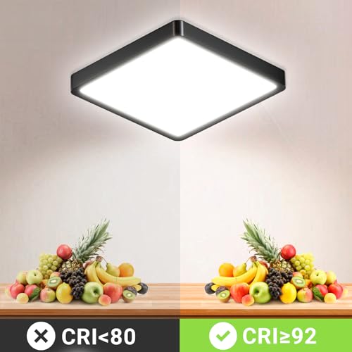 LQWELL® Deckenleuchte LED Deckenlampe, IP44 Wasserfest Badlampe Quadrat Flach 18W 6000K 1600LM Modern Schlicht Lampe Dünn für Wohnzimmer Badezimmer Schlafzimmer Küche Flur Keller Büro, 220 * 24mm – Bild 6