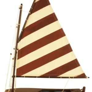 Segelboot – maritime Deko aus Holz mit Stoffsegel in Rotbraun