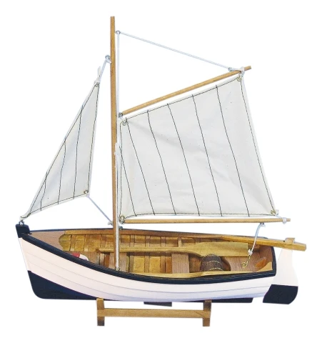 Fischerboot – maritime Holz Deko mit Stoffsegel 32 cm – Bild 2