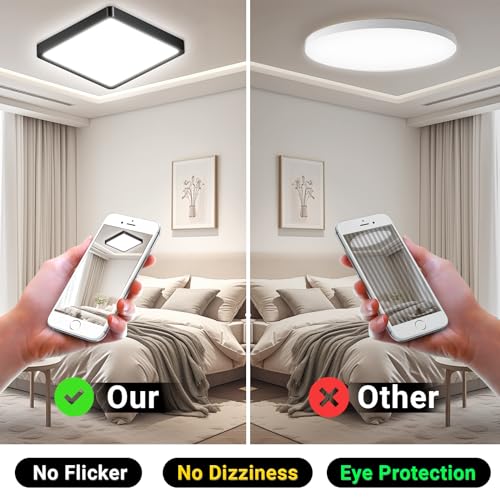 LQWELL® Deckenleuchte LED Deckenlampe, IP44 Wasserfest Badlampe Quadrat Flach 18W 6000K 1600LM Modern Schlicht Lampe Dünn für Wohnzimmer Badezimmer Schlafzimmer Küche Flur Keller Büro, 220 * 24mm – Bild 5