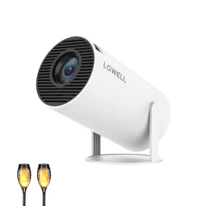 LQWELL® HY300 PRO Mini Beamer + Solar Taschenlampe Kombination, 4K 1080P Unterstützung, Android 11, kabellose Projektion, unterstützt Airplay Miracast, mit WiFi Bluetooth, tragbarer Projektor