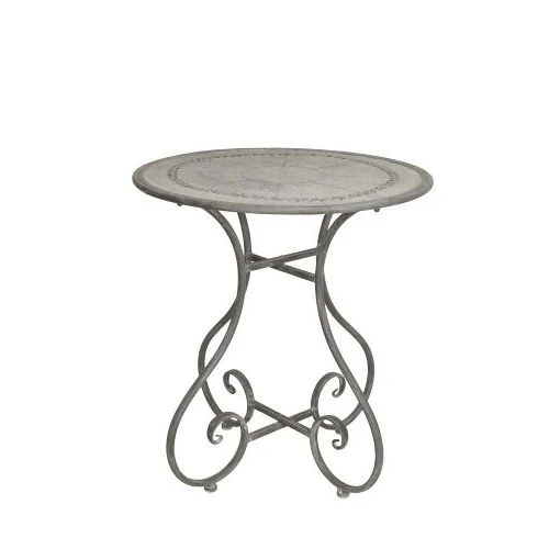 Gartentisch rund 70 cm – eleganter Metalltisch aus Eisen in Grau – Bild 2