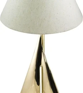 Lampe Segelyacht – maritime Tischlampe aus Messing und Holz mit Segel Design