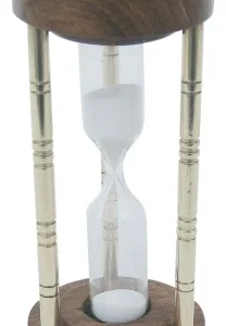 Sanduhr Messing Holz Säulen Design – dekorative 3 Minuten Sanduhr im maritimen Vintage Stil