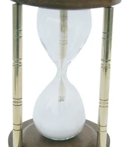 Sanduhr Messing Holz Säulen Design – dekorative 5 Minuten Sanduhr im maritimen Vintage Stil