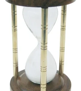 Sanduhr Messing Holz Säulen Design – dekorative 15 Minuten Sanduhr im maritimen Vintage Stil