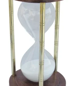 Sanduhr Messing Holz Säulen Design – dekorative 60 Minuten Sanduhr im maritimen Vintage Stil