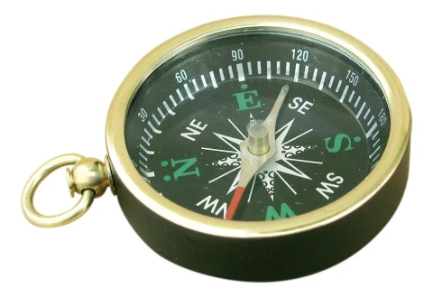 Kompass Schwarz mit Ring – maritimer Messing Kompass in edler schwarzer Optik