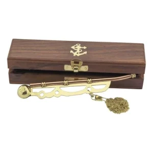 Bootsmannspfeife Nautic Messing Kupfer – maritime Pfeife mit Kette in Holzbox