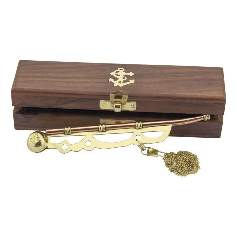 Bootsmannspfeife Nautic Messing Kupfer – maritime Pfeife mit Kette in Holzbox – Bild 2