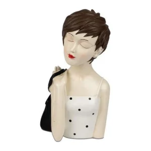 Deko-Büste „Dame mit Tasche“ – handbemalt, 15 × 28 cm