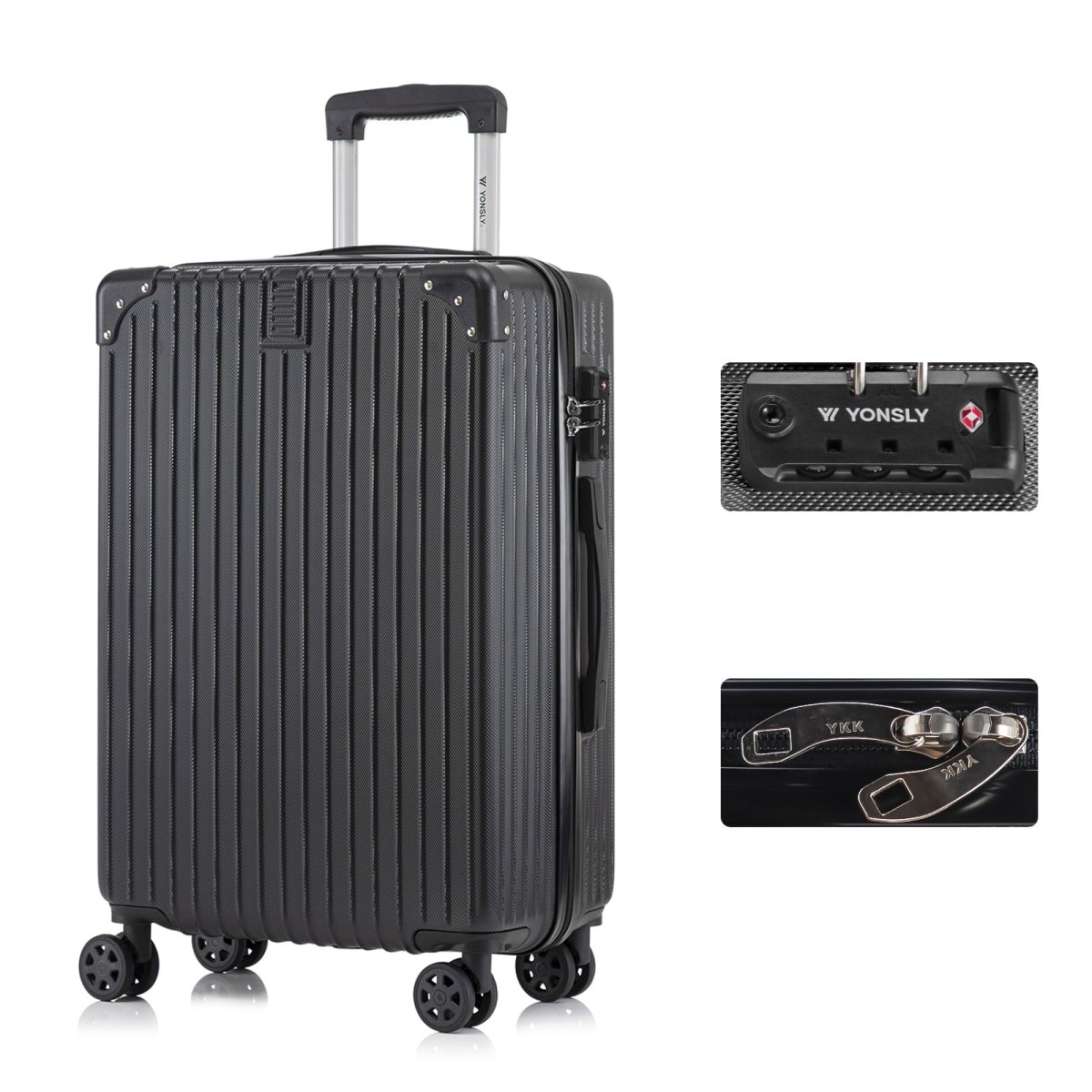 YONSLY® Premium Reisekoffer TSA-Schloss,YKK-Reißverschluss Hartschalen-Koffer Trolley Kabinenkoffer Rollkoffer Suitcase Handgepäck 4 Rollen – Bild 9