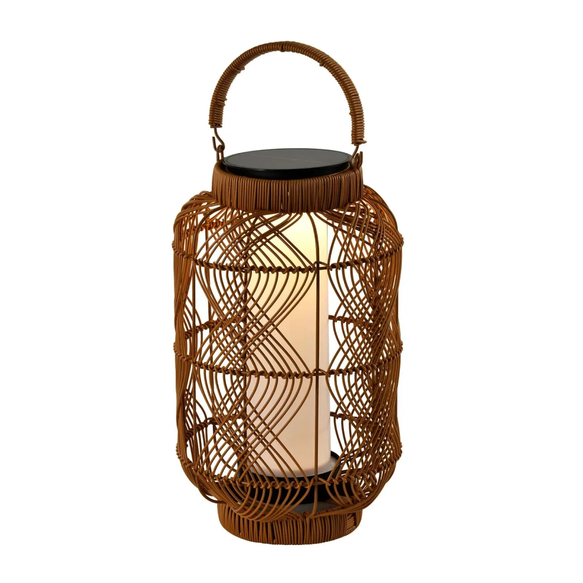 LQWELL® Solarlaterne für Außen, 2in1 Solarladung&USB Aufladung Solarlampen Tischlampe Rattan Indoor Dekorative Nachtlicht mit Ladekabel für Garten, Balkon,Camping Schlafzimmer