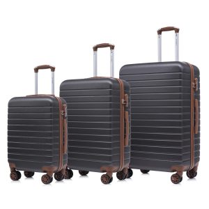 YONSLY® Reisekoffer Trolley Rollkoffer Handgepäck Set, Kofferset, Gepäckset Hartschalenreisekofferkoffer Suitcase mit 4 Rollen 360°, Zahlenschloss, Weicher Gummigriff (3er Set, M,L&XL)