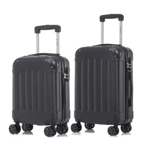 YONSLY® Koffer Suitcase Set, Trolley Reisekoffer, Rollkoffer Handgepäck mit 4 Rollen 360°, Hartschalenreisekoffer, Zahlenschloss, Weicher Gummigriff (2er Set, S, M)