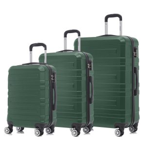 YONSLY® Reisekoffer Trolley Rollkoffer Handgepäck Set, Kofferset, Gepäckset Hartschalenreisekoffer Koffer Suitcase mit 4 Rollen 360°, Zahlenschloss, Weicher Gummigriff (3er Set, M,L&XL)