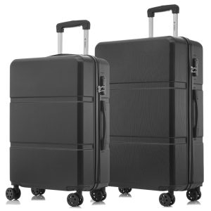 YONSLY® Trolley Reisekoffer Suitcase, Rollkoffer Handgepäck mit 4 Rollen 360°, Hartschalenreisekoffer, Zahlenschloss, Weicher Gummigriff (2er Set, L&XL)