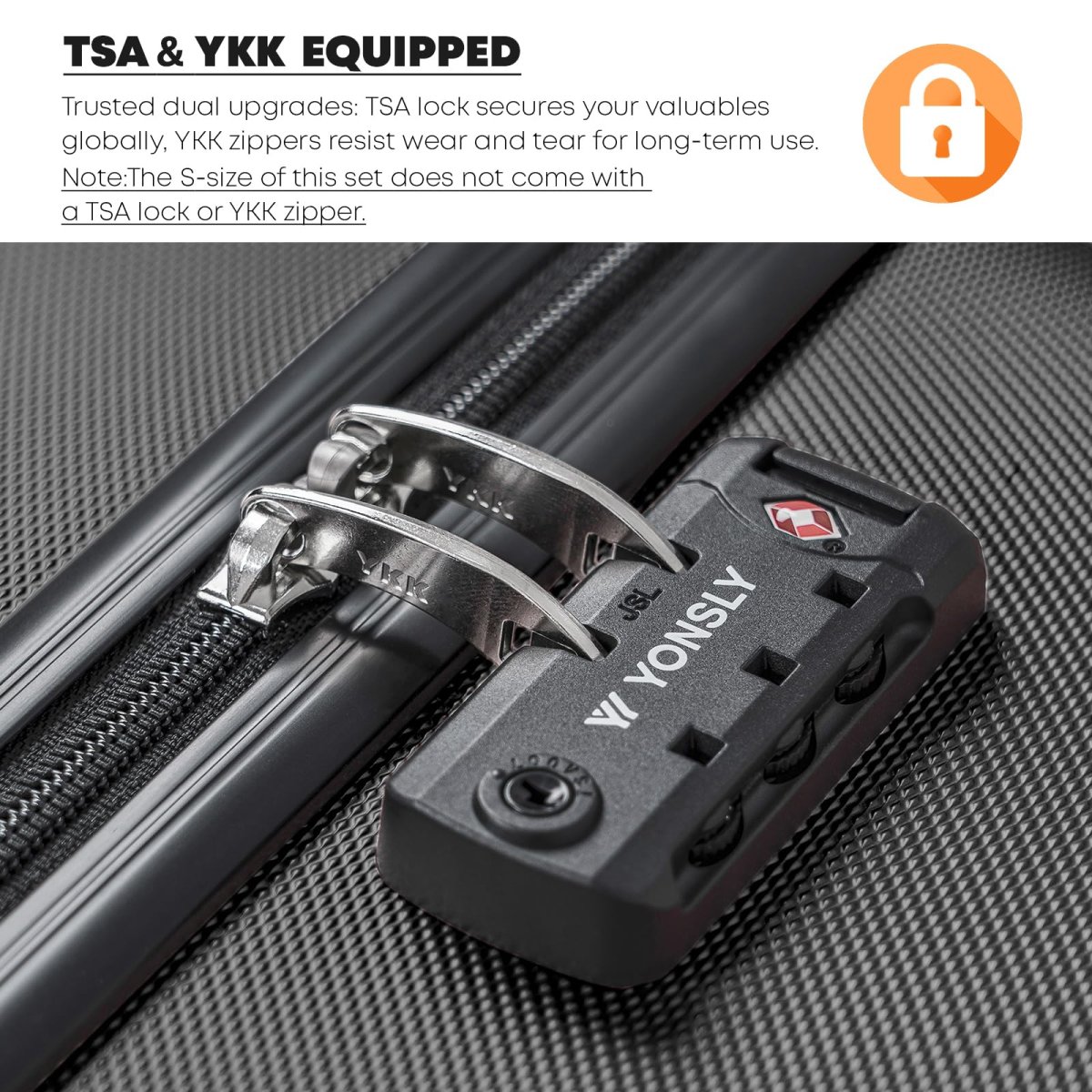 YONSLY® Premium Reisekoffer TSA-Schloss, Hartschalen-Koffer Trolley Kabinenkoffer Rollkoffer Suitcase Handgepäck 4 Rollen (S-M-L-XL-Set) – Bild 5