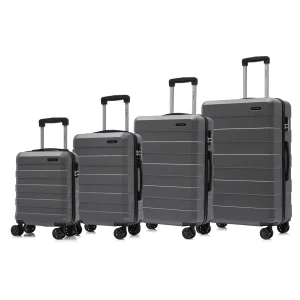 YONSLY® Trolley Reisekoffer Set, Rollkoffer Handgepäck, Kofferset, Gepäckset Travel Suitcase Hartschalenreisekoffer mit 4 Rollen 360°, Zahlenschloss, Weicher Gummigriff (4er Set, S,M,L&XL)