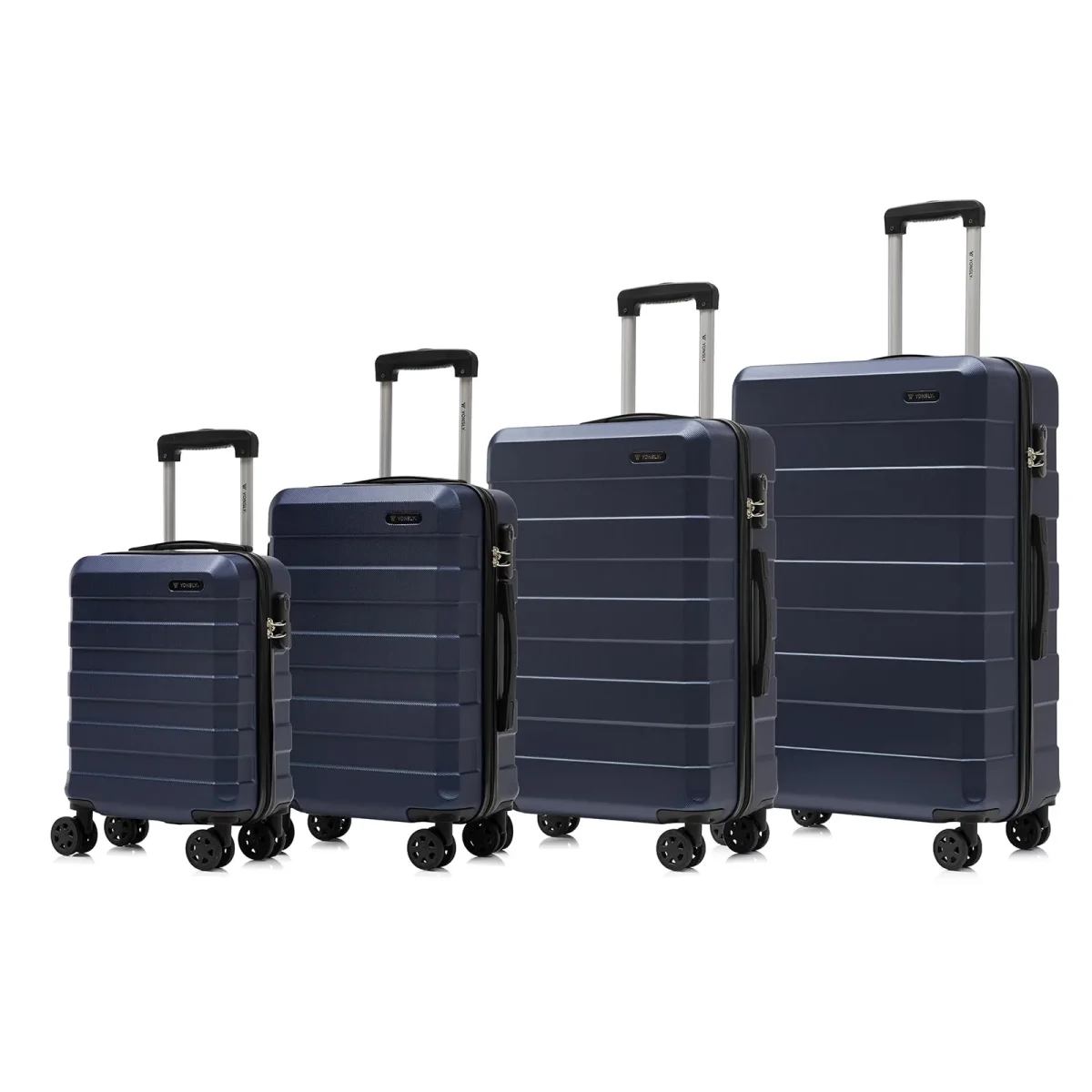 YONSLY® Trolley Reisekoffer Set, Rollkoffer Handgepäck, Kofferset, Gepäckset Travel Suitcase Hartschalenreisekoffer mit 4 Rollen 360°, Zahlenschloss, Weicher Gummigriff (4er Set, S,M,L&XL) – Bild 9