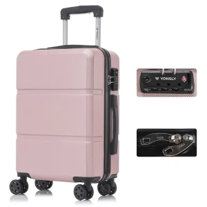 YONSLY® Reisekoffer TSA-Schloss, YKK-Reißverschluss Hartschalen-Koffer Trolley Kabinenkoffer Rollkoffer Suitcase Handgepäck 4 Rollen