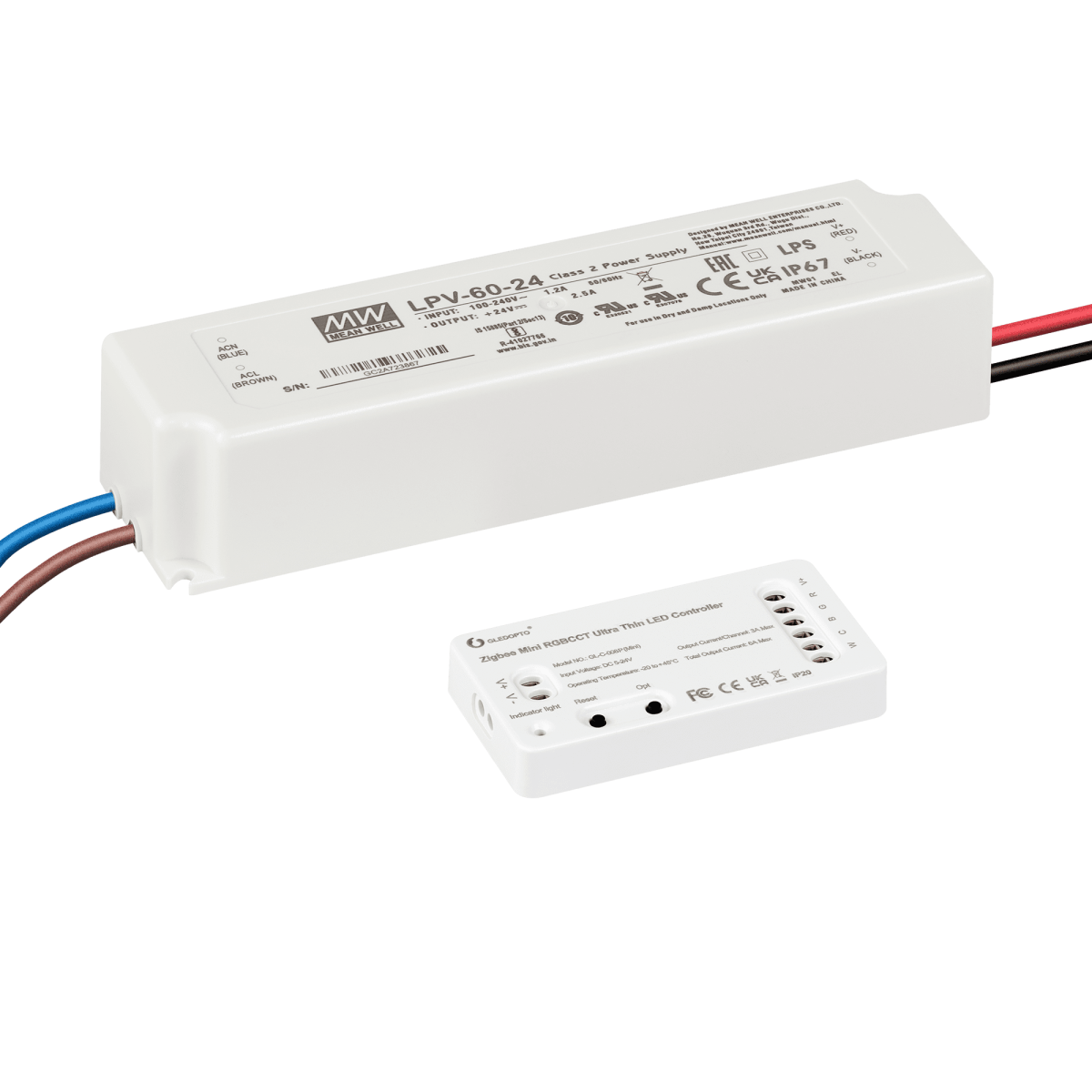 ZigBee 3.0 / Philips Hue Apple / Android / Google 230V-Steuerset | für unsere 24V Smart Home Strahler – RGB + 2700-5700K