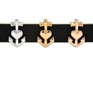 Charms Seeanker mit Herz für Mesh-Armbänder in 3 Farben