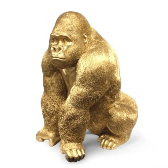 Dekofigur Gorilla XXL – imposante Tierfigur aus Kunstharz in Gold – Bild 2