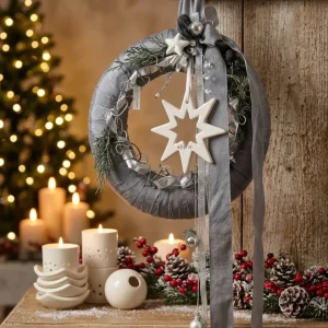 Tiziano Kranz mit Diamante Stern – fertig weihnachtlich dekoriert