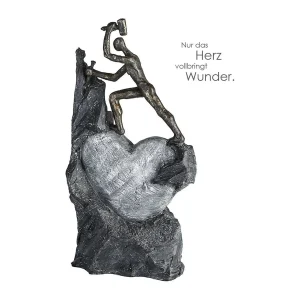 Poly Skulptur "Heart" broncefarben