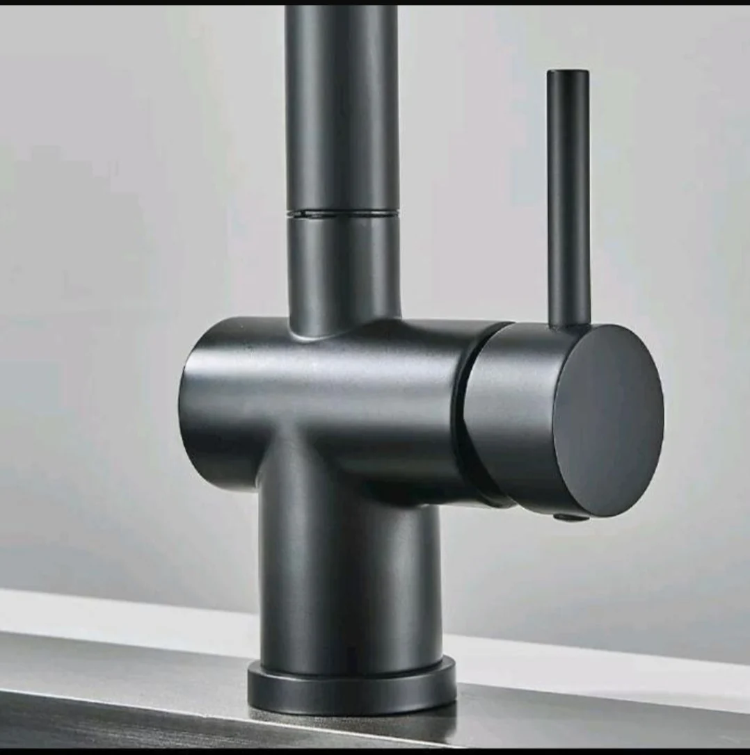 Küchenarmartur Mischbatterie Wasserhahn Brause Schwarz – Bild 5