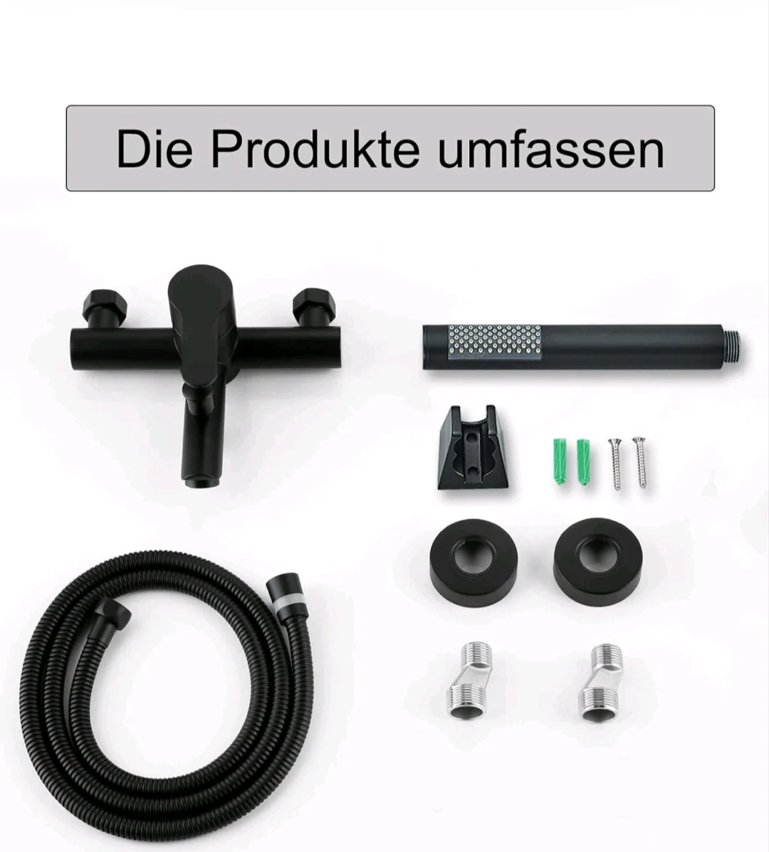 Badewannenarmartur Wannenarmartur mit Brause Schwarz – Bild 9