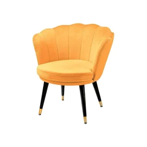 Samtstoff/Holz Loungesessel "Soft" curryfarben