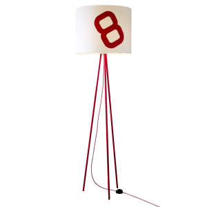 Stehleuchte Tripod-Heimathafen aus Stahl und Segel Rot