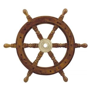 Steuerrad aus Premium-Sheesham Holz mit Messing 45cm
