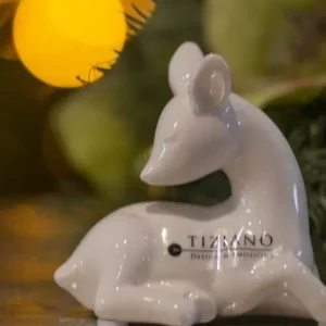 Tiziano Dekofigur Rehkitz Fendi liegend Kopf zurück creme-weiß