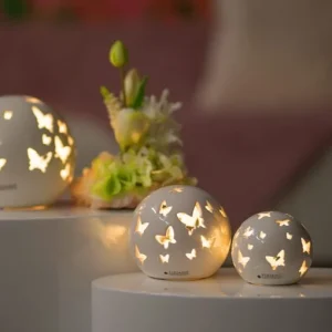 Tiziano Lichtkugel Padova Ciliana LED und Timer weiß-creme Schmetterling