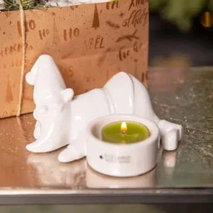 Tiziano Teelicht Santa Joelo liegend creme – weiß