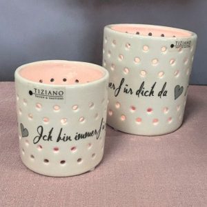 Tiziano Tischlicht Mazano „Ich bin immer für dich da“ cremeweiß