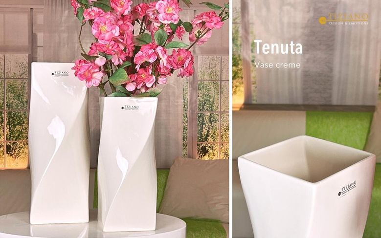 Tiziano Vase Tenuta eckig weiß-creme – Bild 2